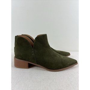 Monroe and Main Booties Boots Women’s Size 12 M Green Faux Suede Back Zip Ankle